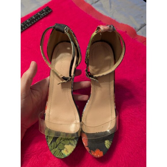 Chase & Chloe Cairo Floral Platform Heels Ankle Strap Clear Strap Size 8 - Picture 4 of 9